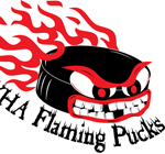 Logo for the Flaming Pucks Youth Hockey Team